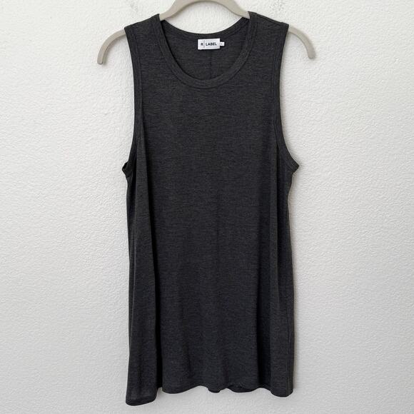 [R Label The Reset] Dark Gray Sleeveless Muscle Tank Top Round Neck Size Large L - Picture 1 of 10